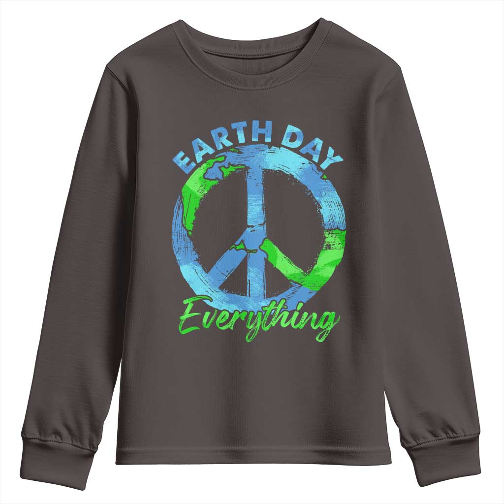 Piece Everyday Earth Day Youth Sweatshirt Peace Sign Positive Vibes TS10 Dark Chocolate Print Your Wear