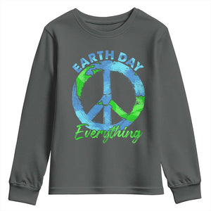 Piece Everyday Earth Day Youth Sweatshirt Peace Sign Positive Vibes TS10 Dark Heather Print Your Wear