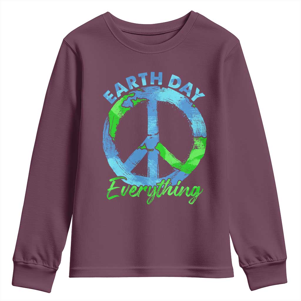 Piece Everyday Earth Day Youth Sweatshirt Peace Sign Positive Vibes TS10 Maroon Print Your Wear