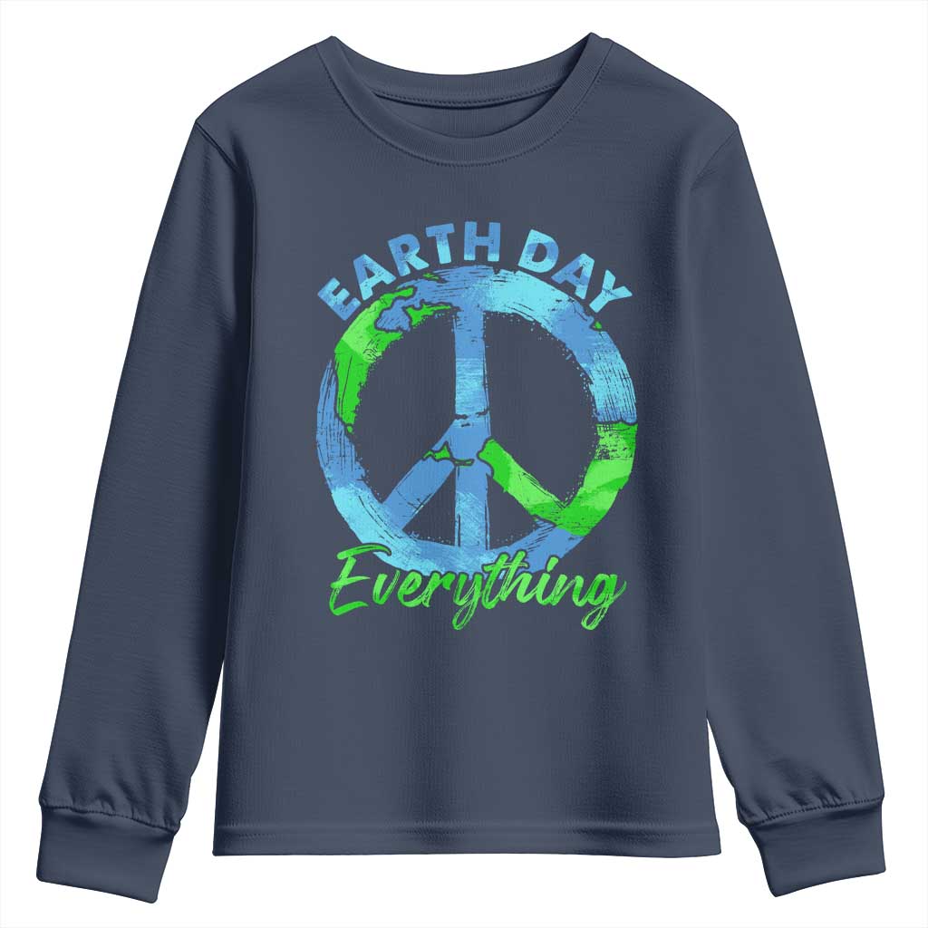 Piece Everyday Earth Day Youth Sweatshirt Peace Sign Positive Vibes TS10 Navy Print Your Wear
