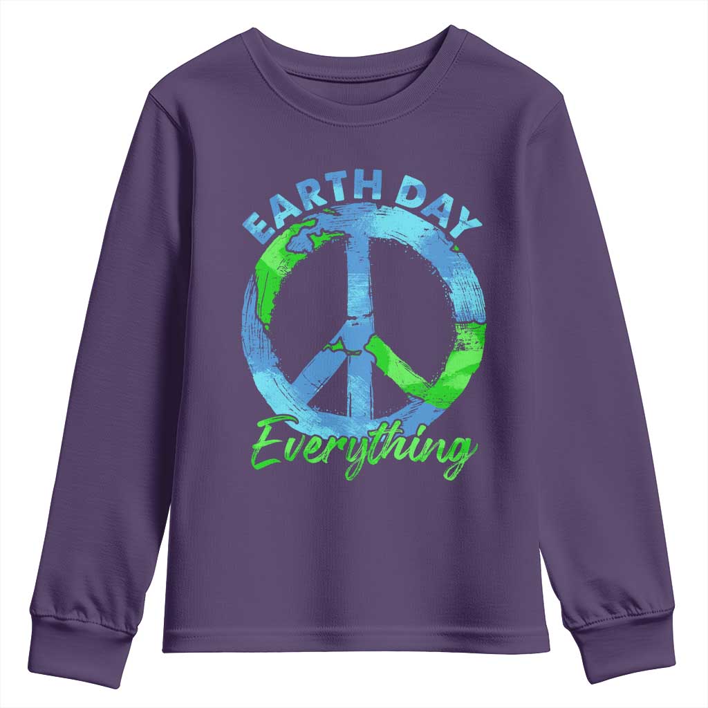 Piece Everyday Earth Day Youth Sweatshirt Peace Sign Positive Vibes TS10 Purple Print Your Wear