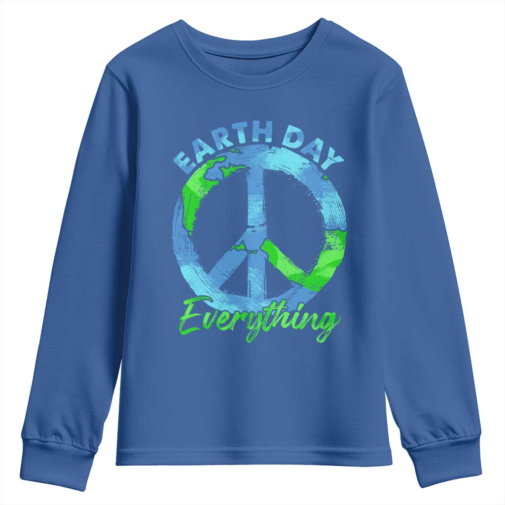 Piece Everyday Earth Day Youth Sweatshirt Peace Sign Positive Vibes TS10 Royal Blue Print Your Wear