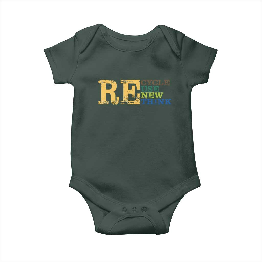 Retro Earth Day Baby Onesie Recycle Reuse Renew Rethink Protect Earth TS10 Print Your Wear