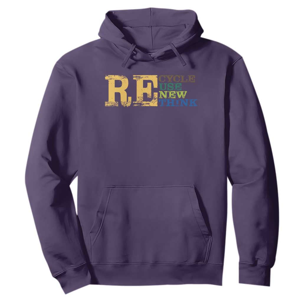 Retro Earth Day Hoodie Recycle Reuse Renew Rethink Protect Earth TS10 Purple Print Your Wear