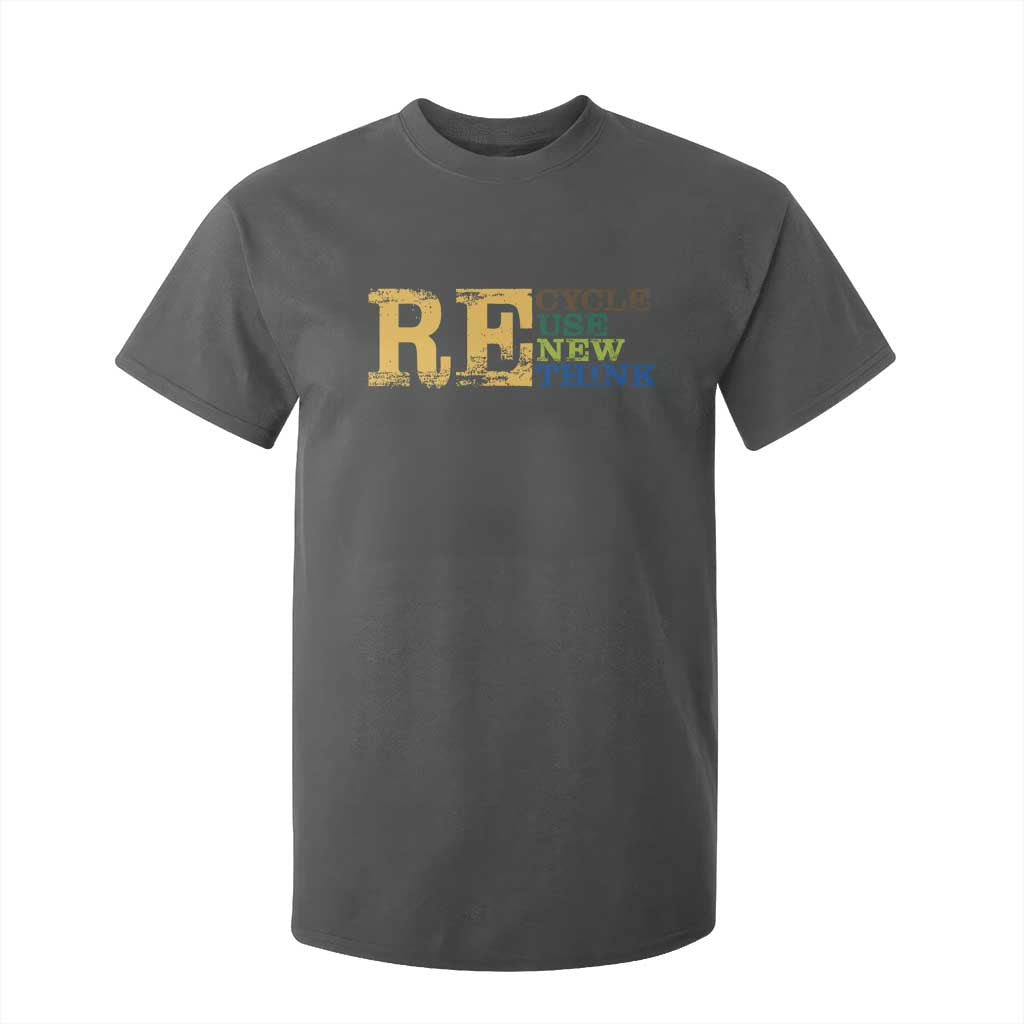 Retro Earth Day T Shirt For Kid Recycle Reuse Renew Rethink Protect Earth TS10 Dark Heather Print Your Wear