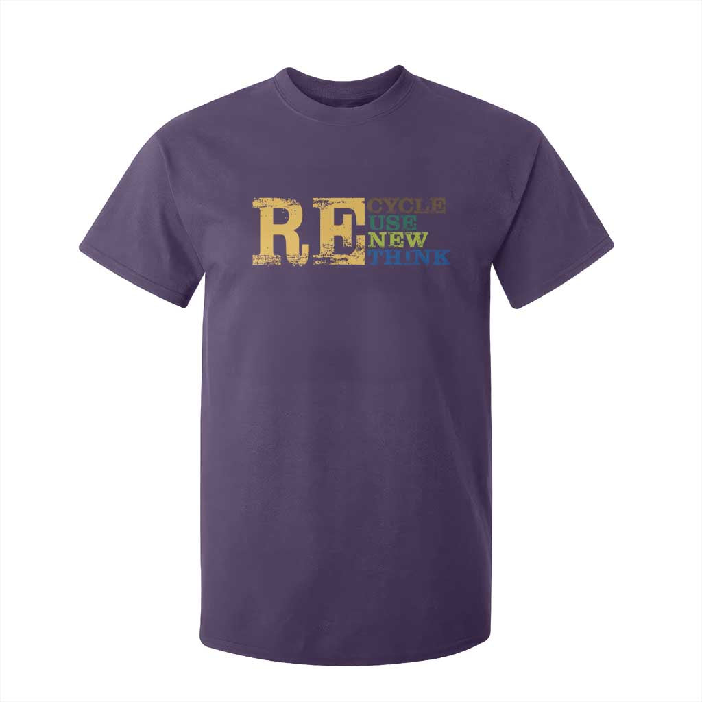 Retro Earth Day T Shirt For Kid Recycle Reuse Renew Rethink Protect Earth TS10 Purple Print Your Wear