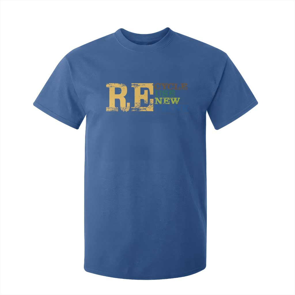 Retro Earth Day T Shirt For Kid Recycle Reuse Renew Rethink Protect Earth TS10 Royal Blue Print Your Wear