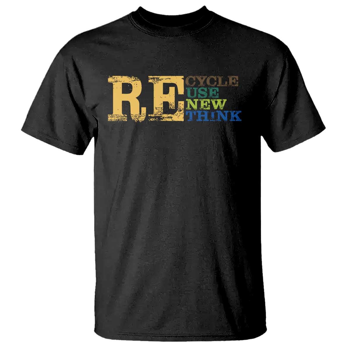 Retro Earth Day T Shirt Recycle Reuse Renew Rethink Protect Earth TS10 Black Print Your Wear