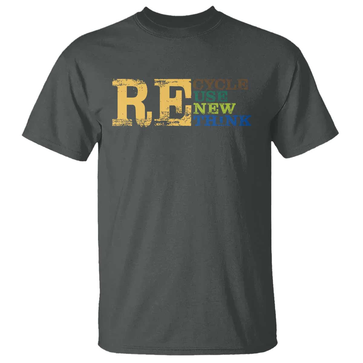 Retro Earth Day T Shirt Recycle Reuse Renew Rethink Protect Earth TS10 Dark Heather Print Your Wear
