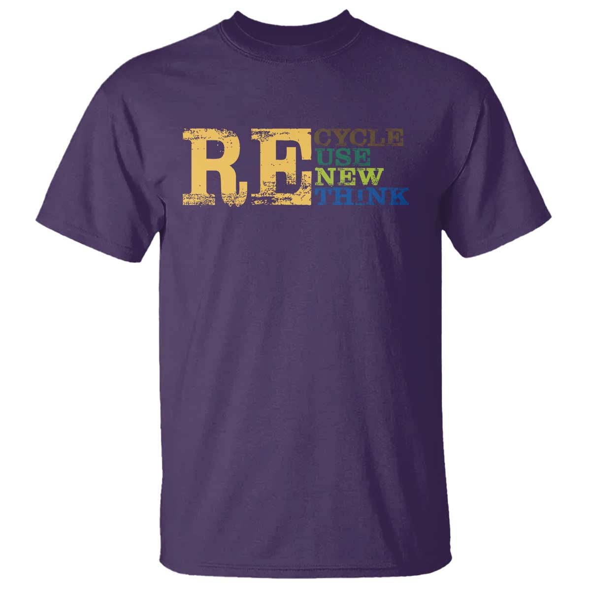 Retro Earth Day T Shirt Recycle Reuse Renew Rethink Protect Earth TS10 Purple Print Your Wear