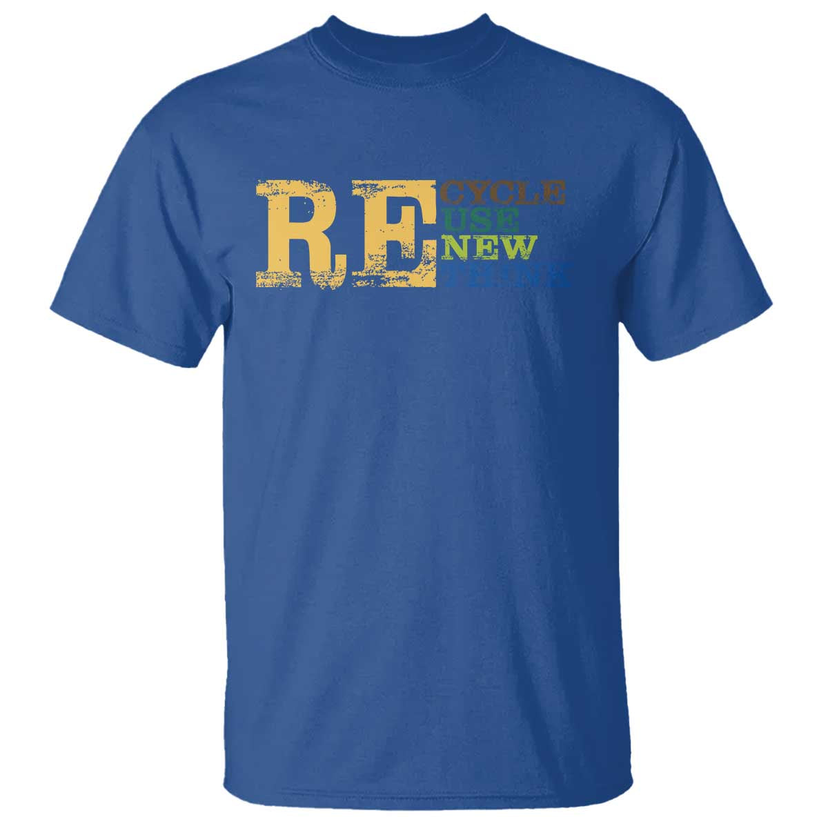 Retro Earth Day T Shirt Recycle Reuse Renew Rethink Protect Earth TS10 Royal Blue Print Your Wear
