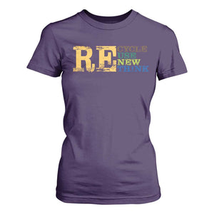 Retro Earth Day T Shirt For Women Recycle Reuse Renew Rethink Protect Earth TS10 Purple Print Your Wear