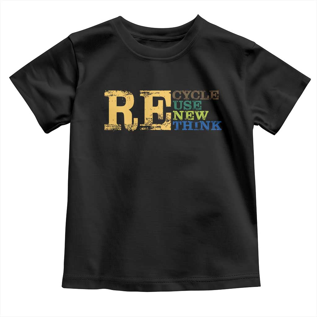 Retro Earth Day Toddler T Shirt Recycle Reuse Renew Rethink Protect Earth TS10 Black Print Your Wear