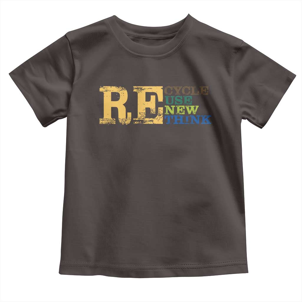 Retro Earth Day Toddler T Shirt Recycle Reuse Renew Rethink Protect Earth TS10 Dark Chocolate Print Your Wear