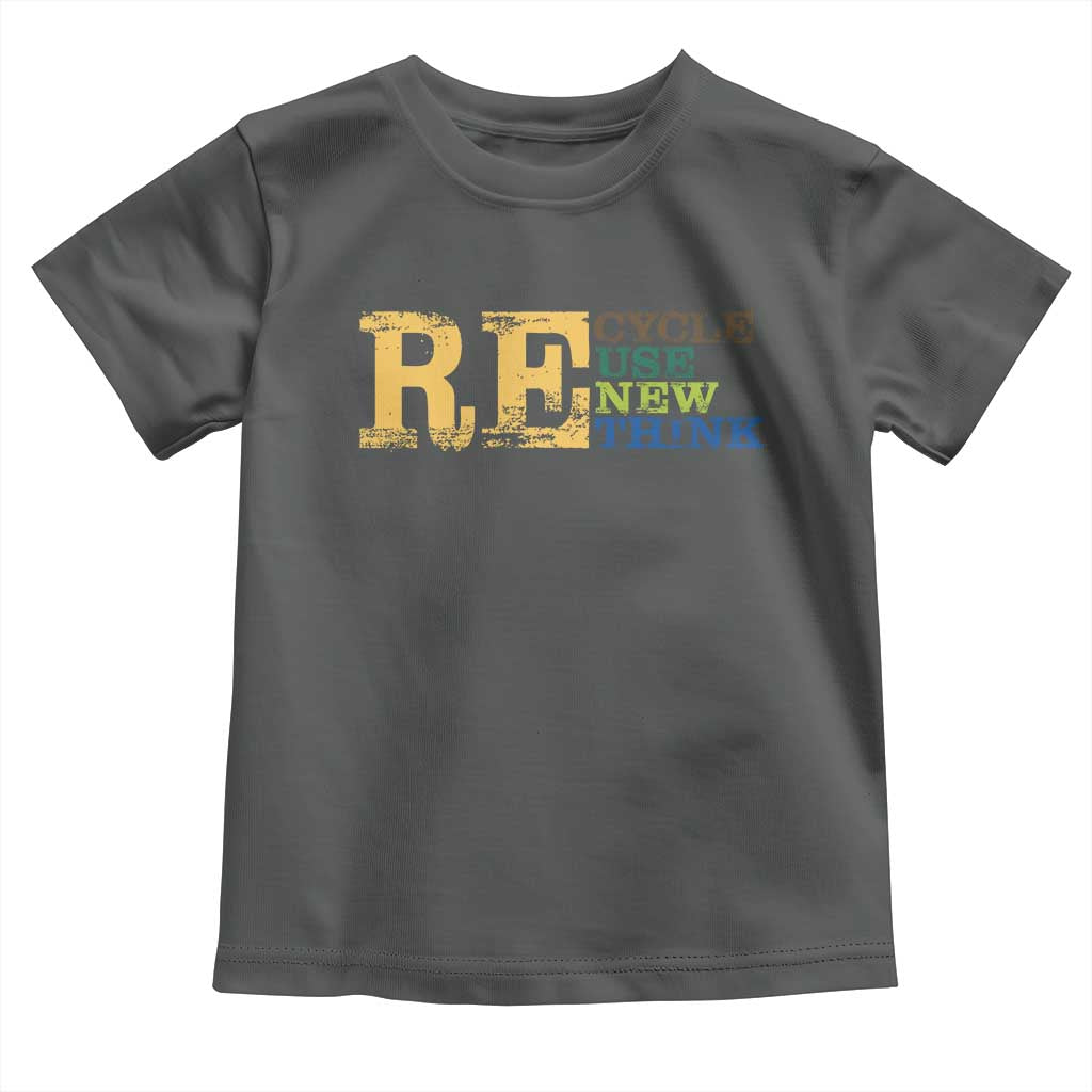Retro Earth Day Toddler T Shirt Recycle Reuse Renew Rethink Protect Earth TS10 Dark Heather Print Your Wear
