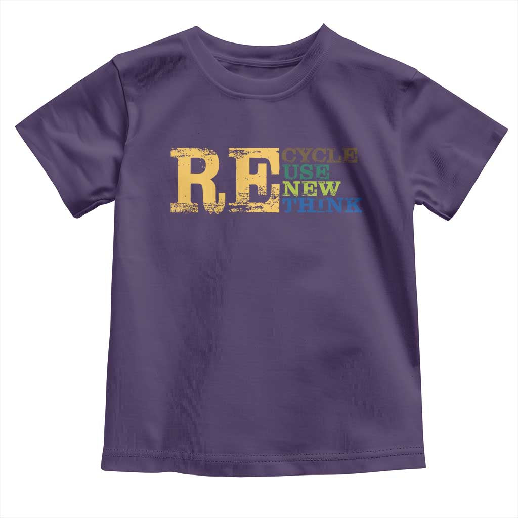 Retro Earth Day Toddler T Shirt Recycle Reuse Renew Rethink Protect Earth TS10 Purple Print Your Wear