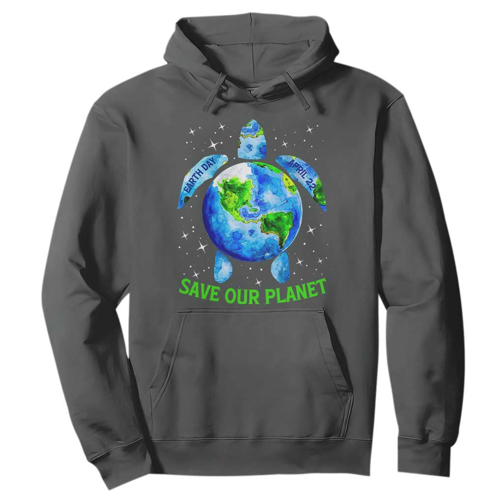 Earth Day 2025 Hoodie Save The Planet Sea Turtle Recycle Ocean Environment TS10 Dark Heather Print Your Wear