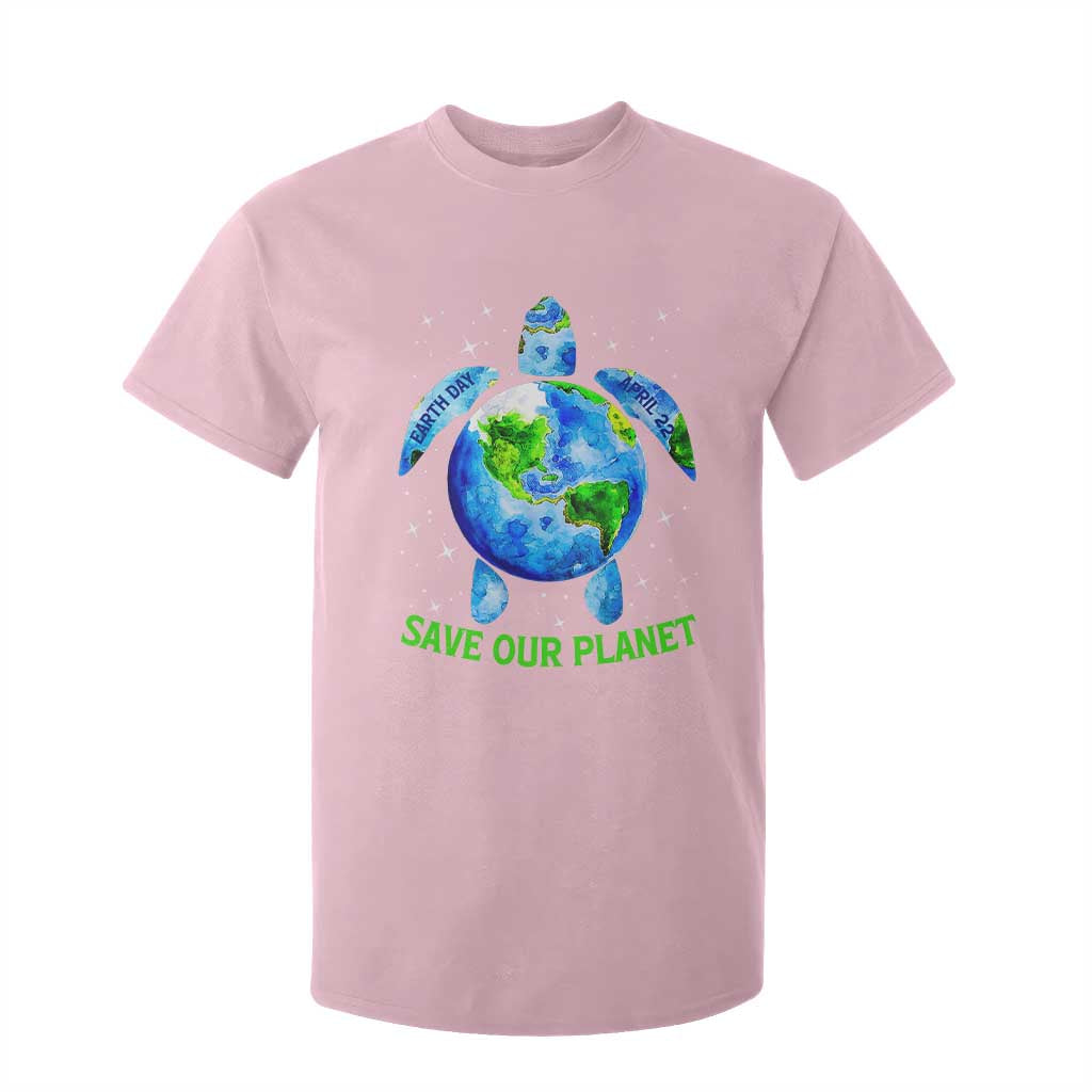 Earth Day 2025 T Shirt For Kid Save The Planet Sea Turtle Recycle Ocean Environment TS10 Light Pink Print Your Wear