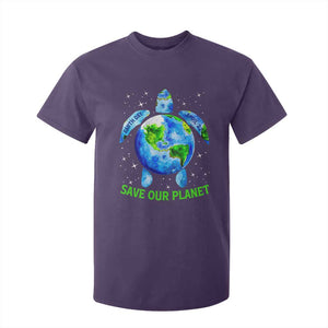 Earth Day 2025 T Shirt For Kid Save The Planet Sea Turtle Recycle Ocean Environment TS10 Purple Print Your Wear