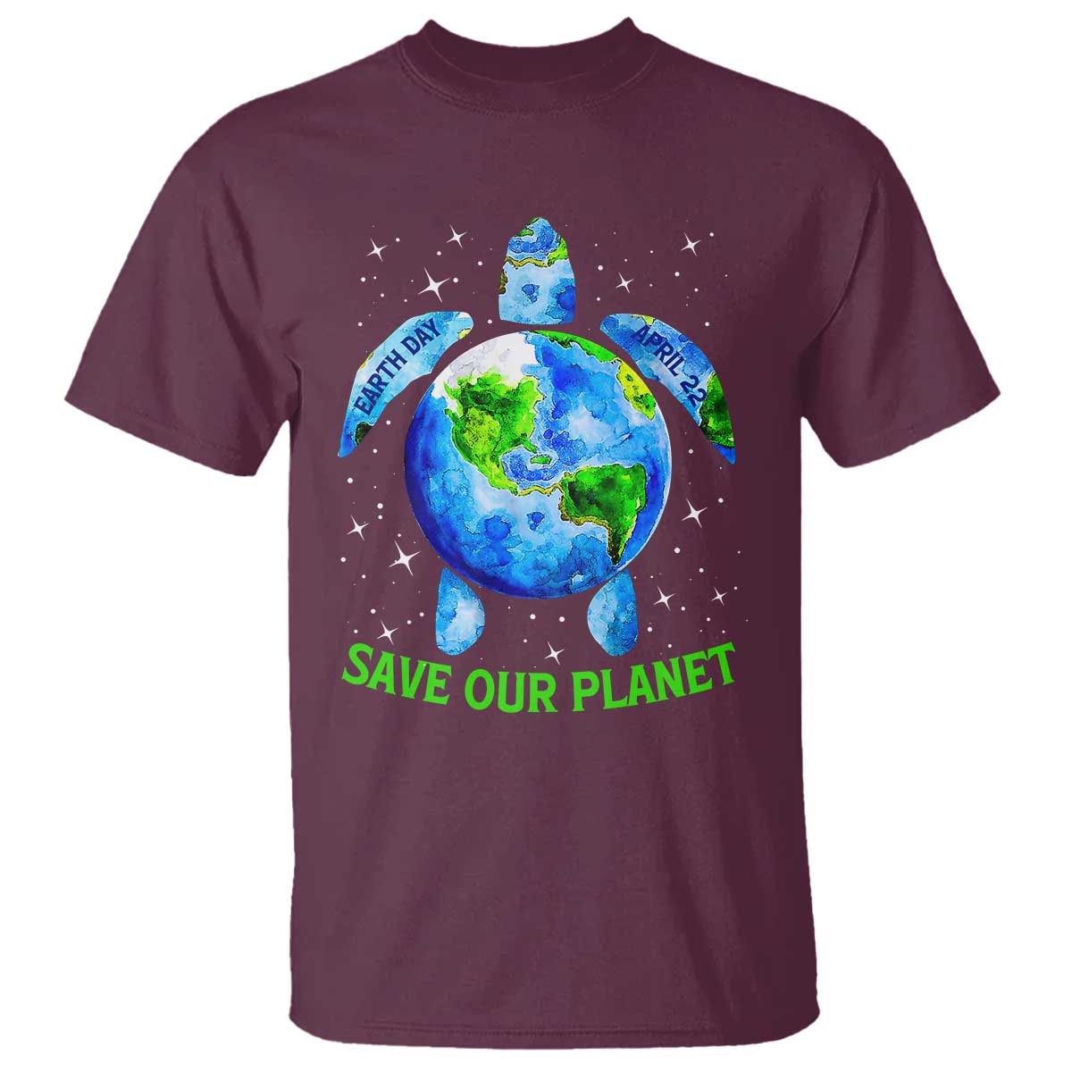 Earth Day 2025 T Shirt Save The Planet Sea Turtle Recycle Ocean Environment TS10 Maroon Print Your Wear