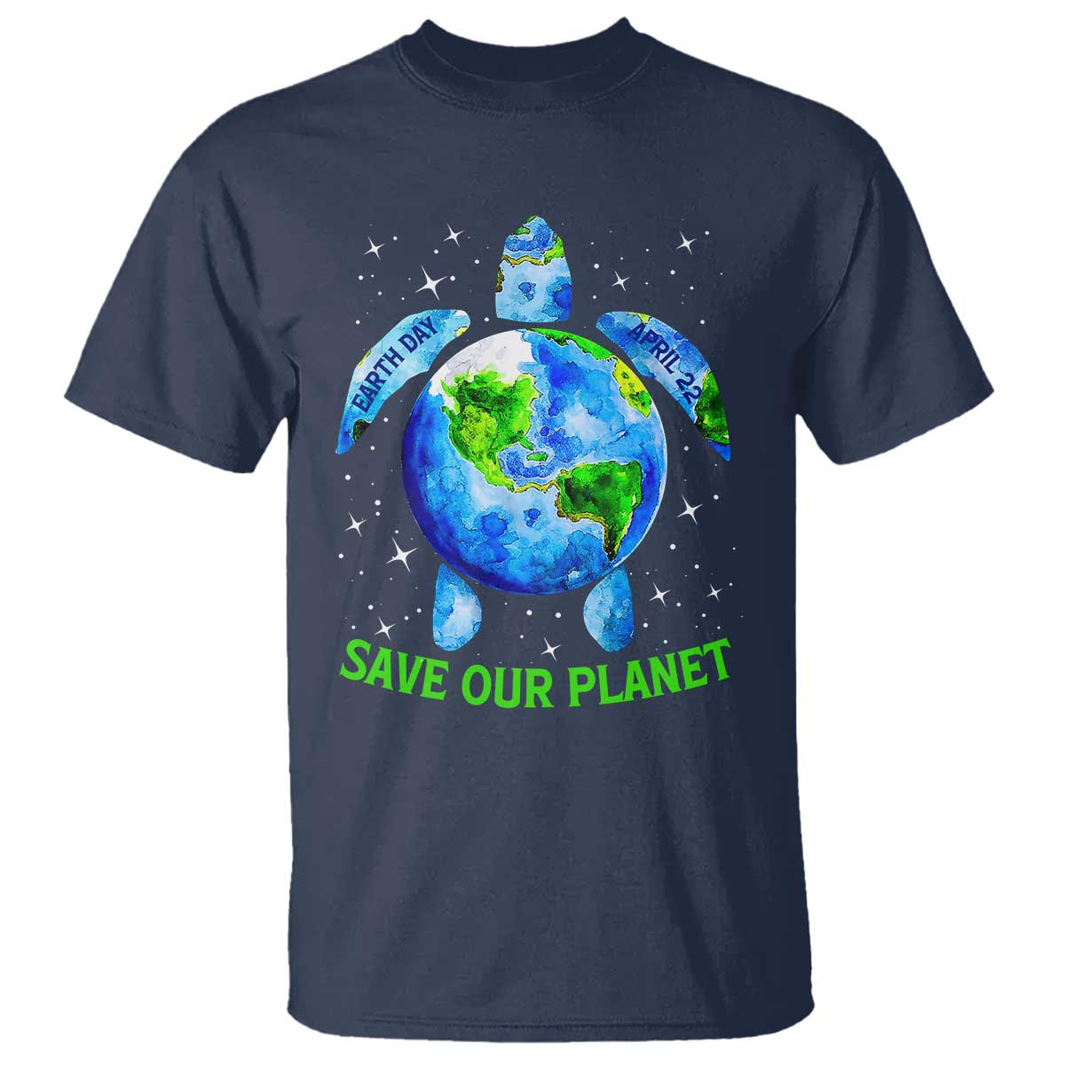 Earth Day 2025 T Shirt Save The Planet Sea Turtle Recycle Ocean Environment TS10 Navy Print Your Wear
