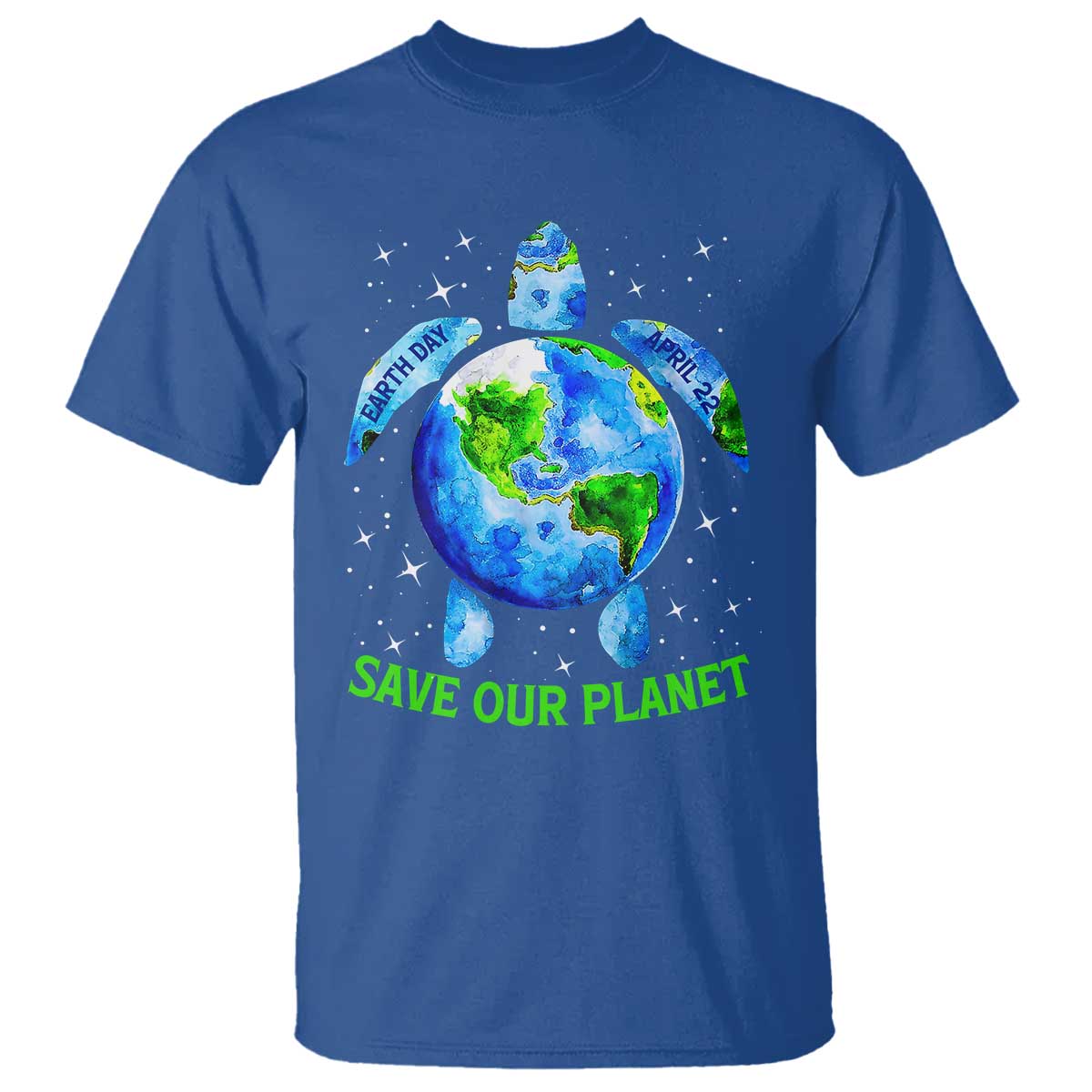Earth Day 2025 T Shirt Save The Planet Sea Turtle Recycle Ocean Environment TS10 Royal Blue Print Your Wear
