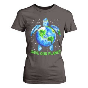 Earth Day 2025 T Shirt For Women Save The Planet Sea Turtle Recycle Ocean Environment TS10 Dark Chocolate Print Your Wear
