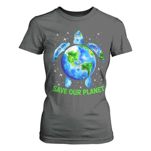 Earth Day 2025 T Shirt For Women Save The Planet Sea Turtle Recycle Ocean Environment TS10 Dark Heather Print Your Wear