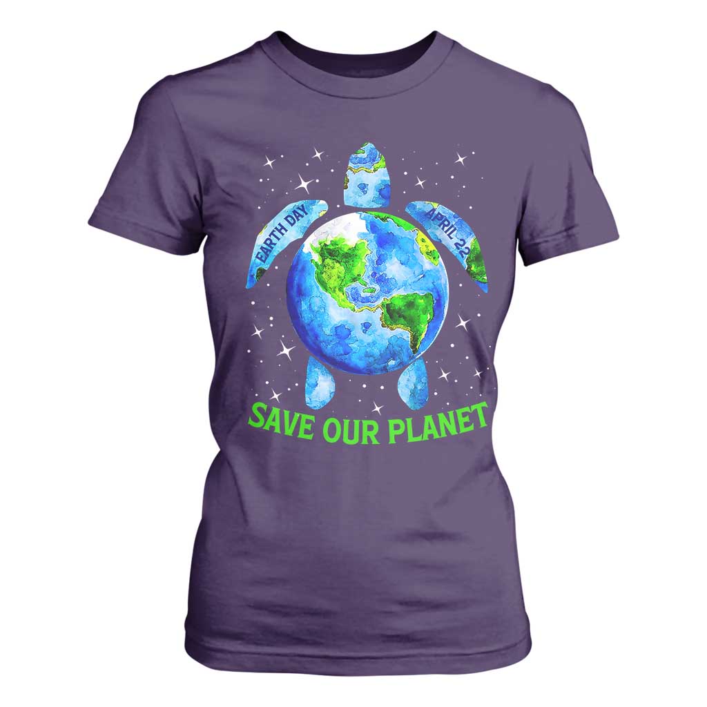 Earth Day 2025 T Shirt For Women Save The Planet Sea Turtle Recycle Ocean Environment TS10 Purple Print Your Wear
