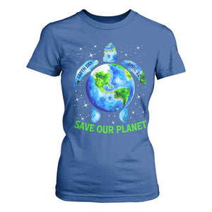Earth Day 2025 T Shirt For Women Save The Planet Sea Turtle Recycle Ocean Environment TS10 Royal Blue Print Your Wear