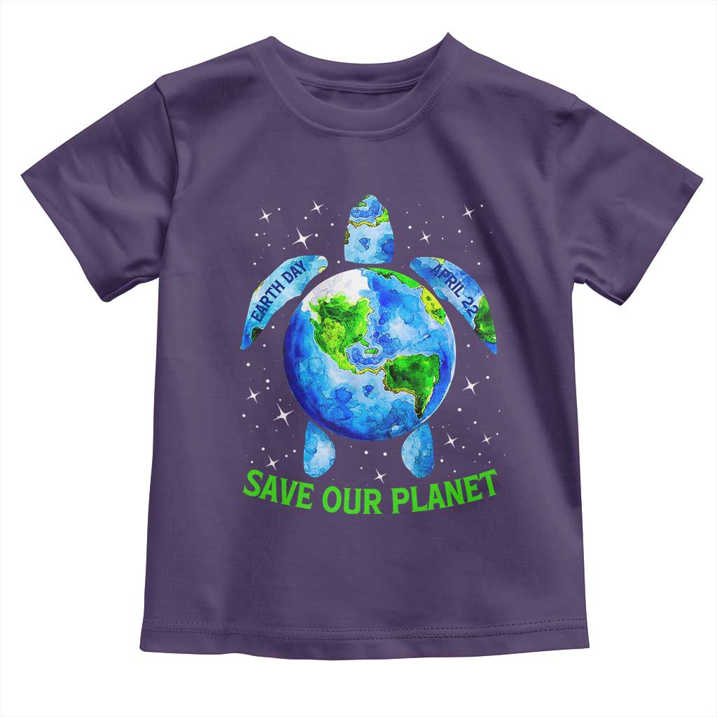 Earth Day 2025 Toddler T Shirt Save The Planet Sea Turtle Recycle Ocean Environment TS10 Purple Print Your Wear