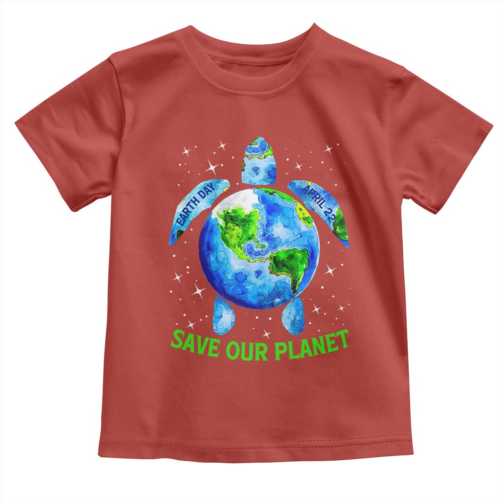 Earth Day 2025 Toddler T Shirt Save The Planet Sea Turtle Recycle Ocean Environment TS10 Red Print Your Wear