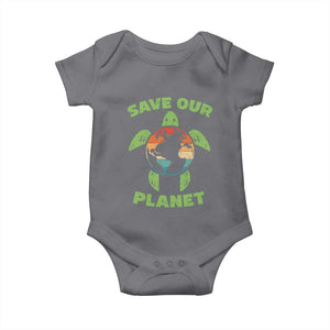 Retro Earth Day Baby Onesie Save Our Planet Sea Turtle Recycle Ocean Environment TS10 Charcoal Print Your Wear