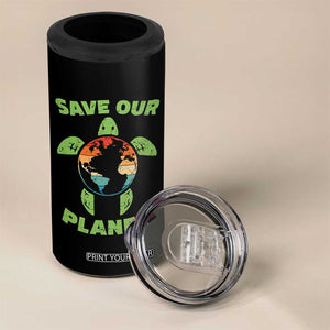 Retro Earth Day 4 in 1 Can Cooler Tumbler Save Our Planet Sea Turtle Recycle Ocean Environment TS10 Print Your Wear