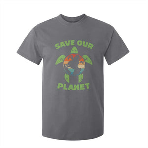 Retro Earth Day T Shirt For Kid Save Our Planet Sea Turtle Recycle Ocean Environment TS10 Charcoal Print Your Wear