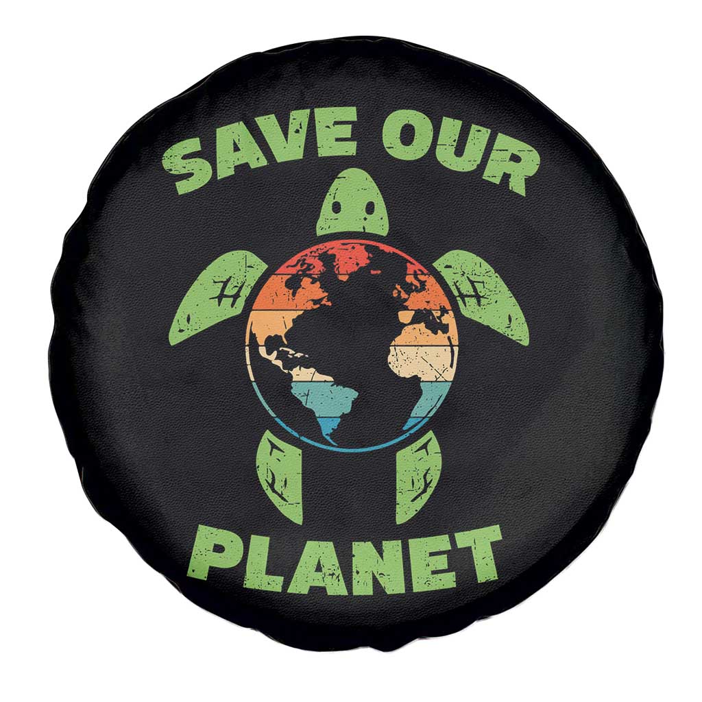 Retro Earth Day Spare Tire Cover Save Our Planet Sea Turtle Recycle Ocean Environment TS10 Print Your Wear