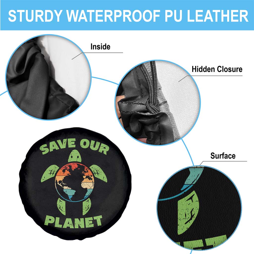 Retro Earth Day Spare Tire Cover Save Our Planet Sea Turtle Recycle Ocean Environment TS10 Print Your Wear