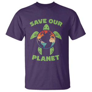 Retro Earth Day T Shirt Save Our Planet Sea Turtle Recycle Ocean Environment TS10 Purple Print Your Wear