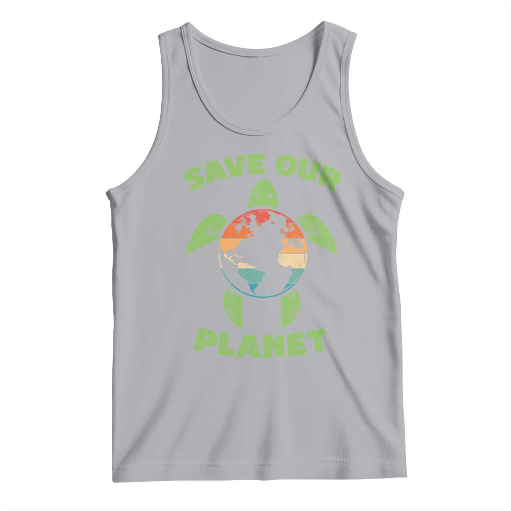 Retro Earth Day Tank Top Save Our Planet Sea Turtle Recycle Ocean Environment TS10 Athletic Heather Print Your Wear