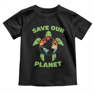 Retro Earth Day Toddler T Shirt Save Our Planet Sea Turtle Recycle Ocean Environment TS10 Black Print Your Wear