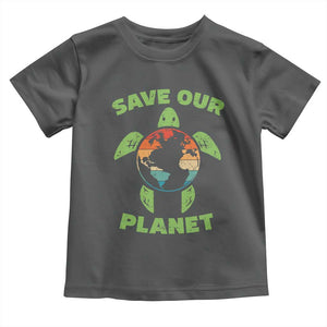 Retro Earth Day Toddler T Shirt Save Our Planet Sea Turtle Recycle Ocean Environment TS10 Dark Heather Print Your Wear