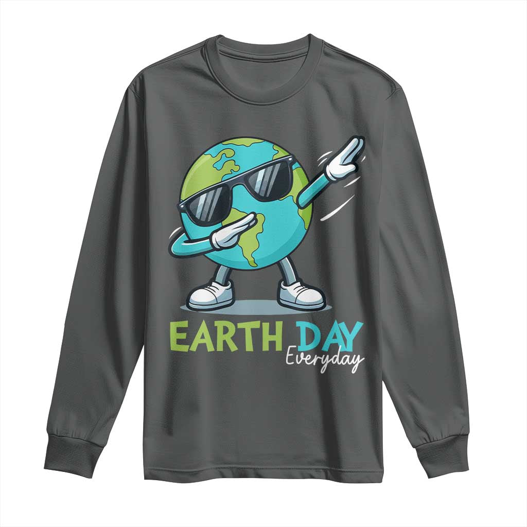 Dabbing Earth Day Long Sleeve Shirt Everyday Positive Vibes Nature Lover Gifts TS10 Dark Heather Print Your Wear
