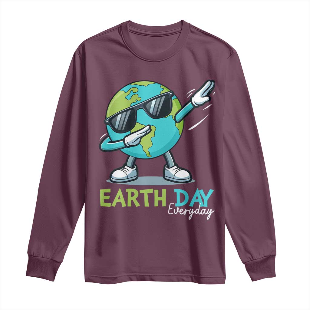 Dabbing Earth Day Long Sleeve Shirt Everyday Positive Vibes Nature Lover Gifts TS10 Maroon Print Your Wear
