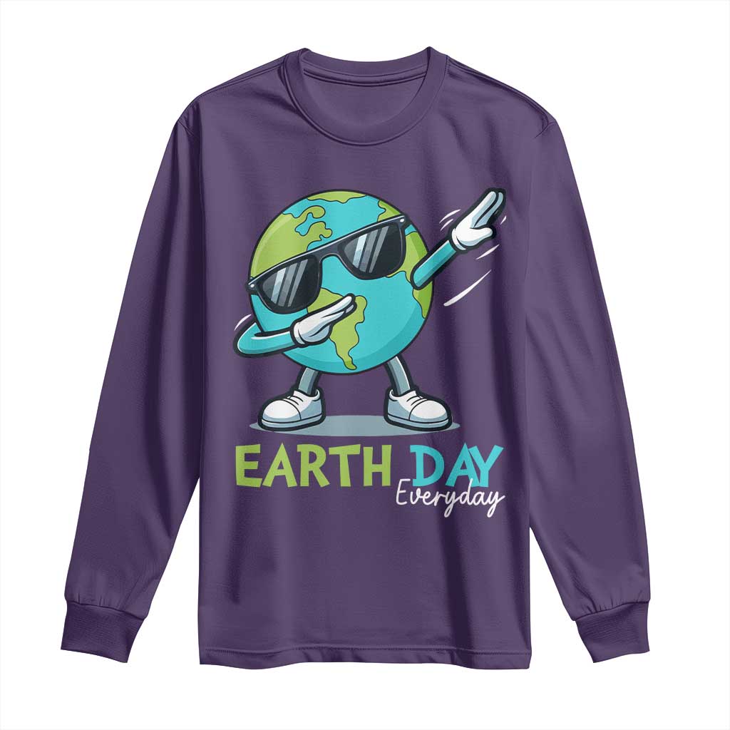 Dabbing Earth Day Long Sleeve Shirt Everyday Positive Vibes Nature Lover Gifts TS10 Purple Print Your Wear