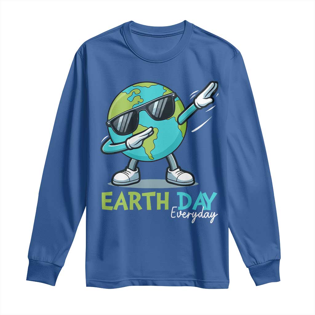 Dabbing Earth Day Long Sleeve Shirt Everyday Positive Vibes Nature Lover Gifts TS10 Royal Blue Print Your Wear