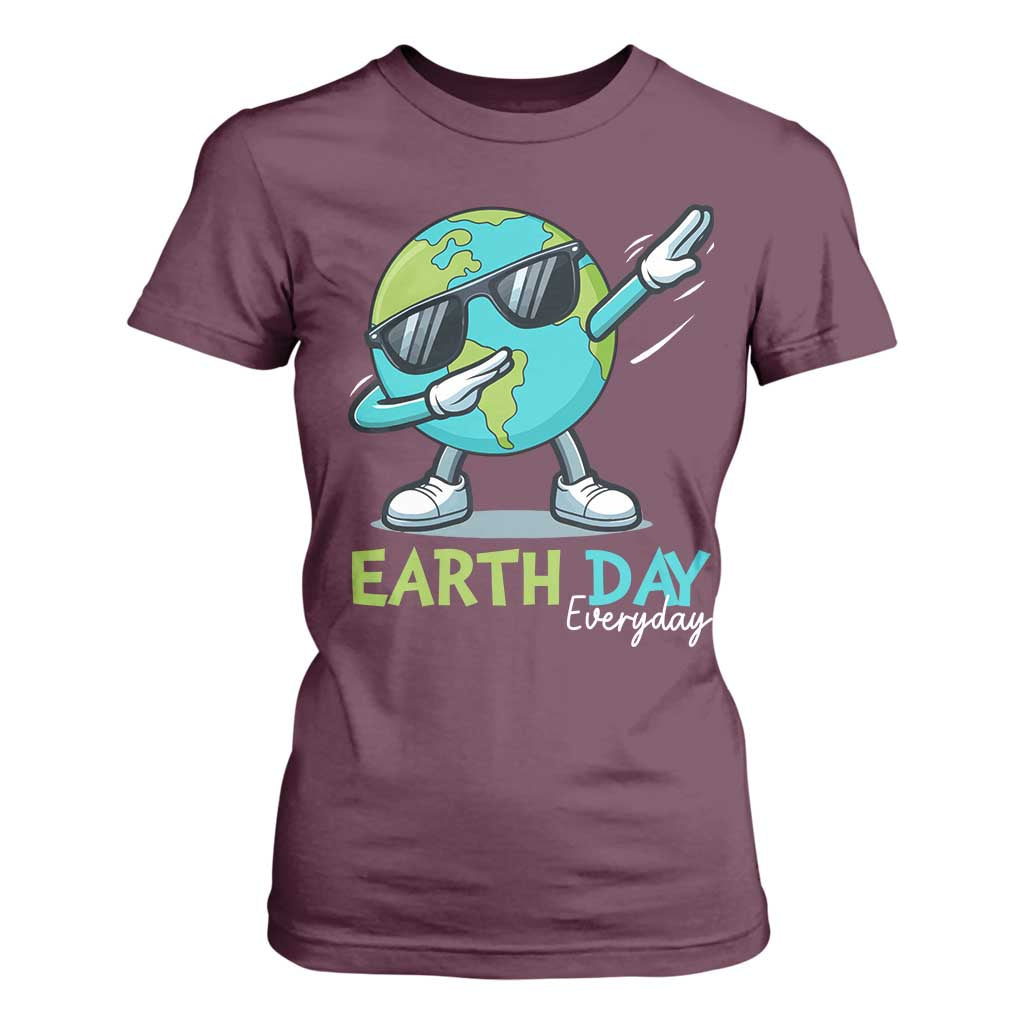 Dabbing Earth Day T Shirt For Women Everyday Positive Vibes Nature Lover Gifts TS10 Maroon Print Your Wear