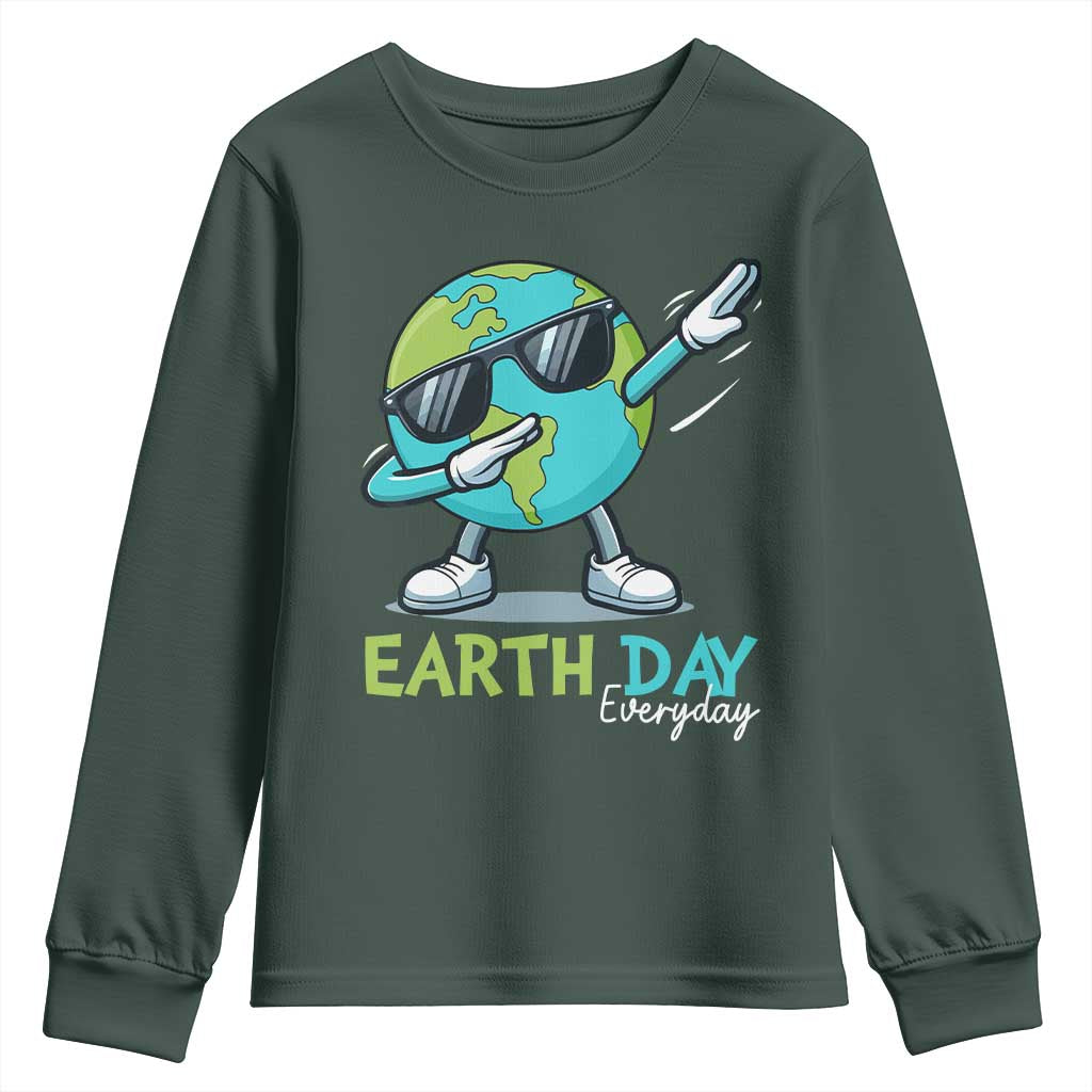 Dabbing Earth Day Youth Sweatshirt Everyday Positive Vibes Nature Lover Gifts TS10 Dark Forest Green Print Your Wear