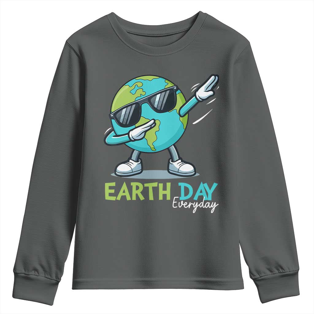 Dabbing Earth Day Youth Sweatshirt Everyday Positive Vibes Nature Lover Gifts TS10 Dark Heather Print Your Wear