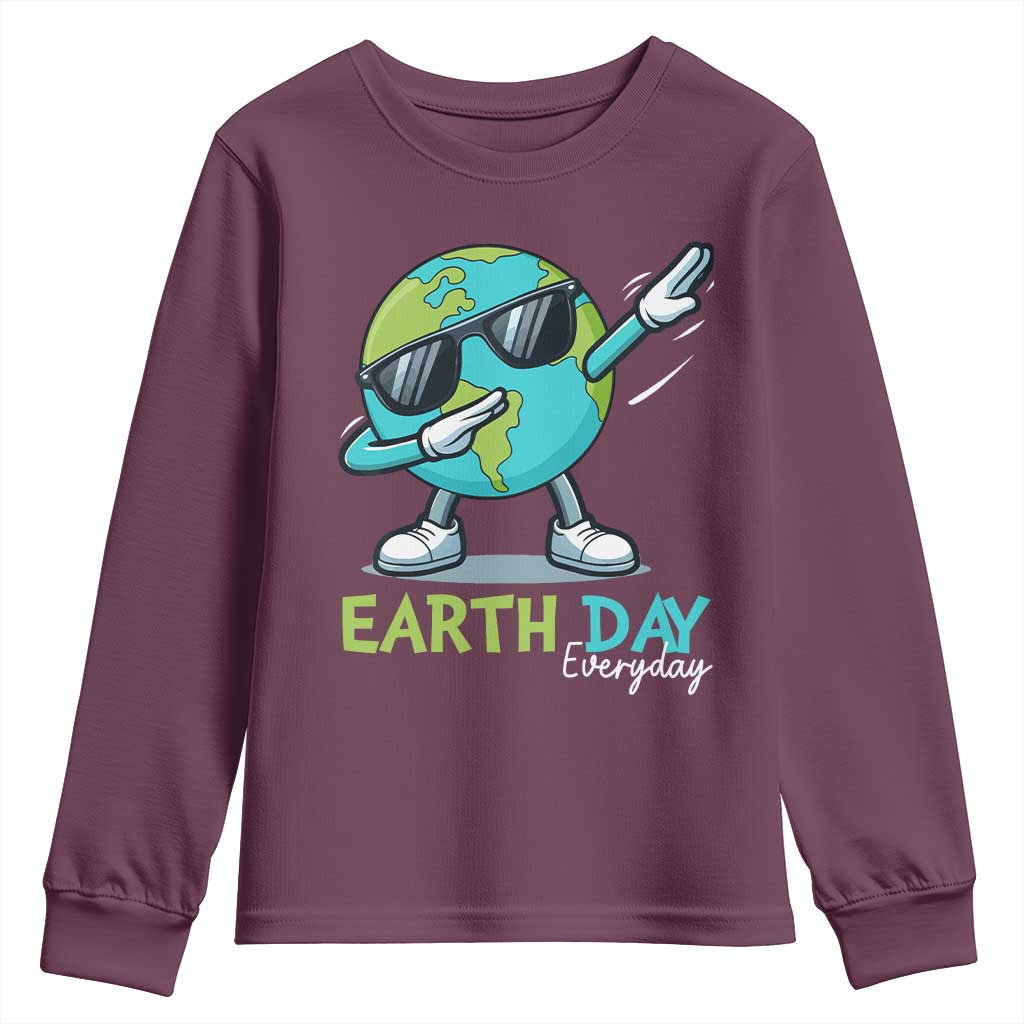 Dabbing Earth Day Youth Sweatshirt Everyday Positive Vibes Nature Lover Gifts TS10 Maroon Print Your Wear