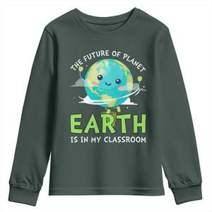 Earth Day Teachers Youth Sweatshirt Funny Classroom TS10 Dark Forest Green Print Your Wear